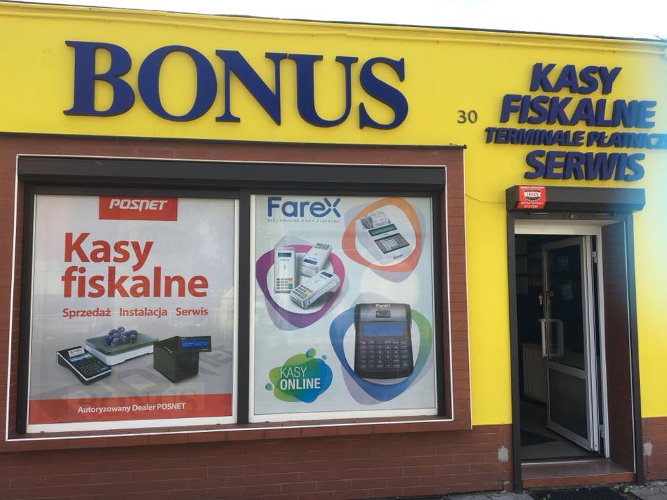 Witryna sklepu FHU BONUS przy ulicy Nowcy 30 we Włocławku
